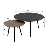 Hoyz - Salontafel Metallic - Rond - Grijs - Set van 2