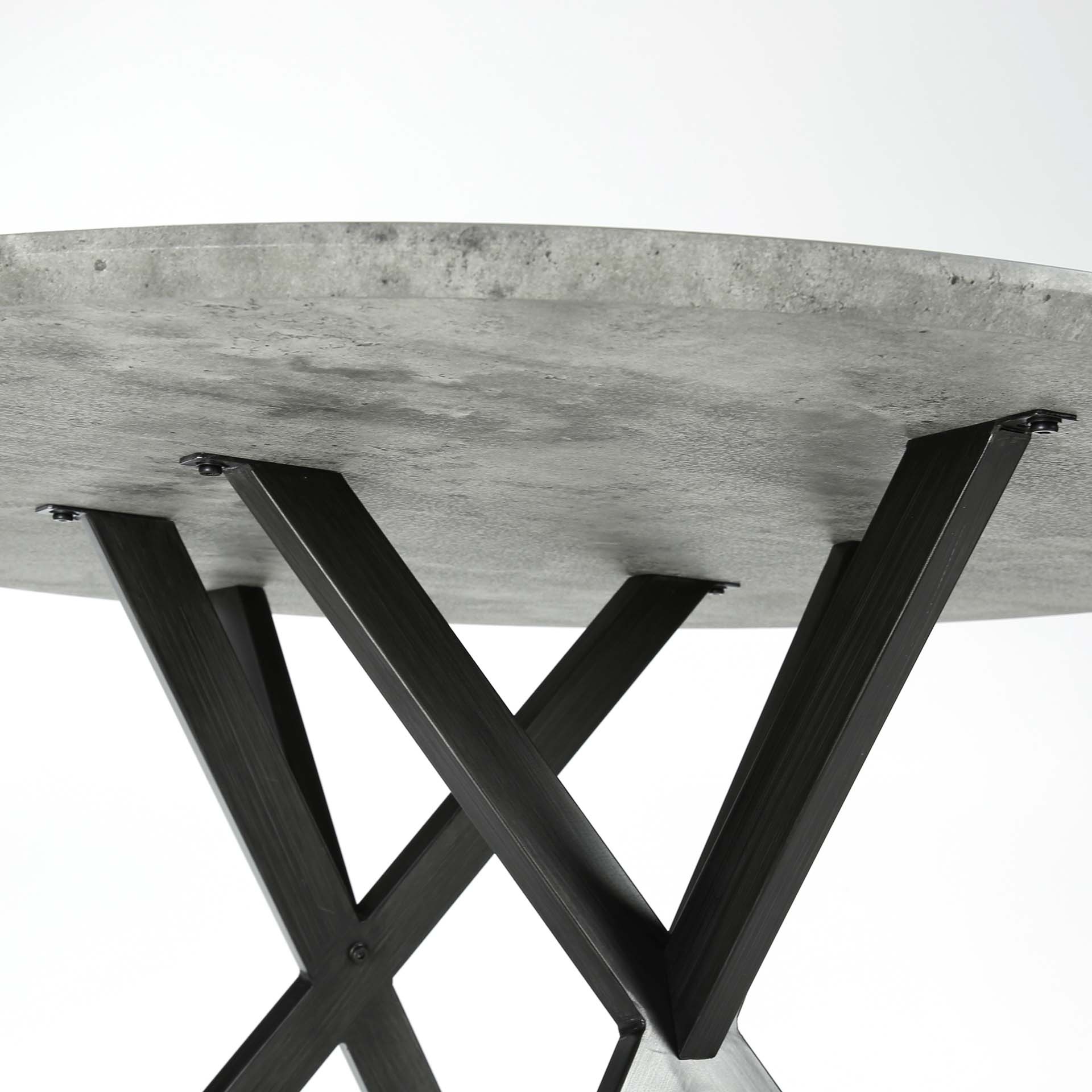 Hoyz - Industriele Eetkamertafel - Zwart Frame - Grijze Betonlook - 120x120x76