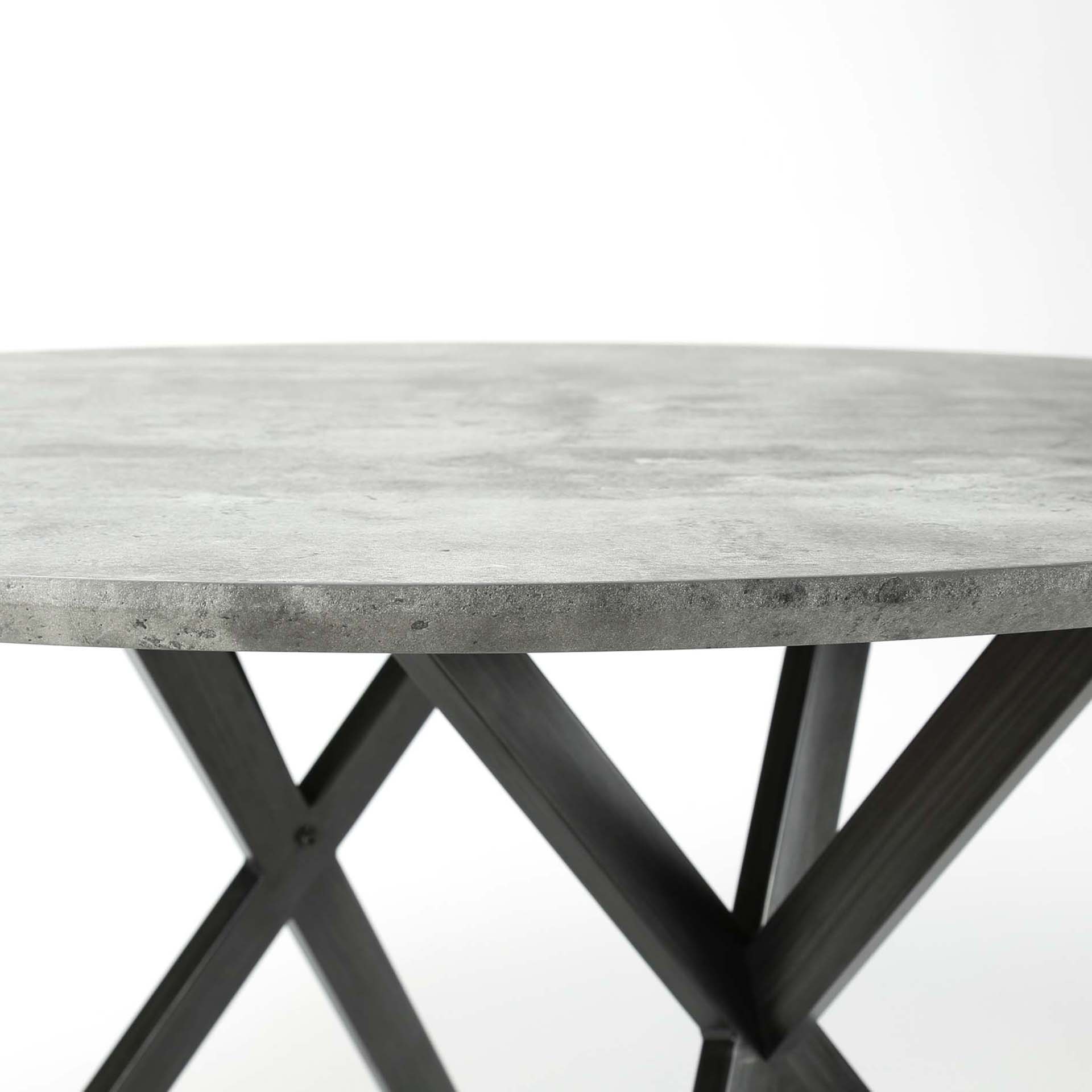Hoyz - Industriele Eetkamertafel - Zwart Frame - Grijze Betonlook - 120x120x76