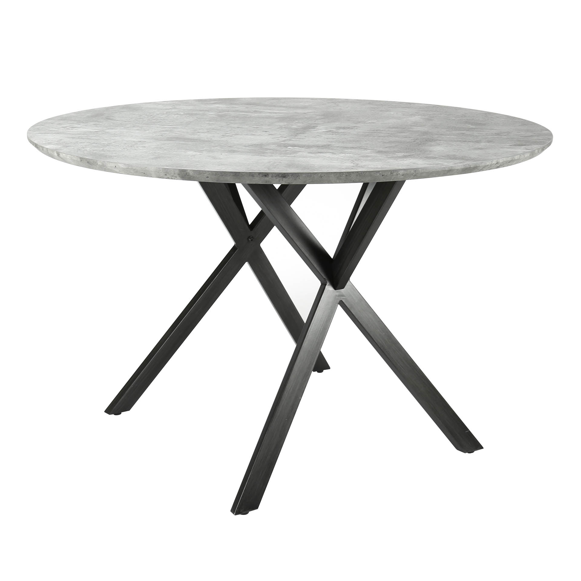 Hoyz - Industriele Eetkamertafel - Zwart Frame - Grijze Betonlook - 120x120x76