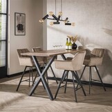 Hoyz - Barstoel Raster Velours Champagne - Draaibaar - 2 Stuks