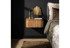 Hoyz - Nachtkastje Wave - Hangend 1Lade - Mangohout - Zandkleur