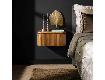 Hoyz - Nachtkastje Wave - Hangend 1Lade - Mangohout - Zandkleur