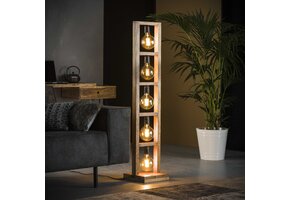 Hoyz - Vloerlamp Industrieel - 5 Lampen - Modulo - Houten Frame