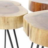 Hoyz - Bijzettafel Stam - Ø32cm - Set van 2 - Bruin - Hout