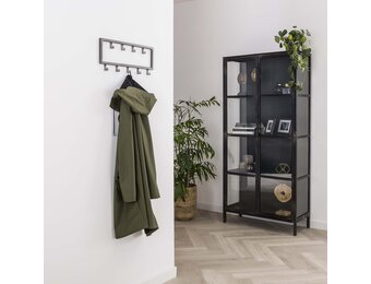 Hoyz - Kapstok Industrieel met 9 haken - Grijs - Wandkapstok 50cm