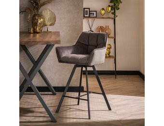 Hoyz - Barstoel Raster - Draaibaar - Antraciet - 2 Stuks