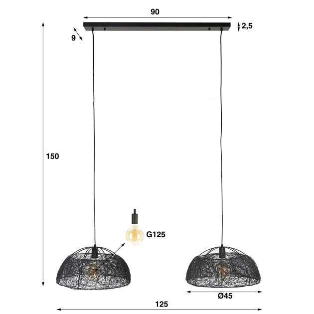Hoyz Collection - Hanglamp 2L Ø45 Maze - Artic Zwart