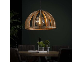 Hoyz - Hanglamp - Gebogen houten spijlen Ø60 -  Mango naturel