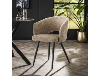 Hoyz - Armstoel Salon - Boucle - Zandkleur - Set van 2