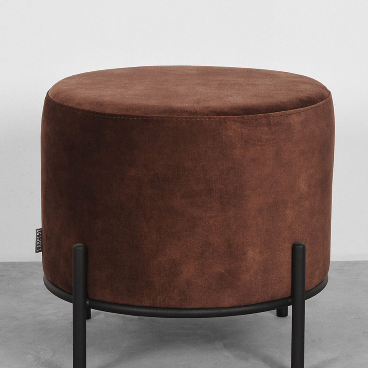 LABEL51 Poef Troy 46x46x41 cm - Rust - Velours - L