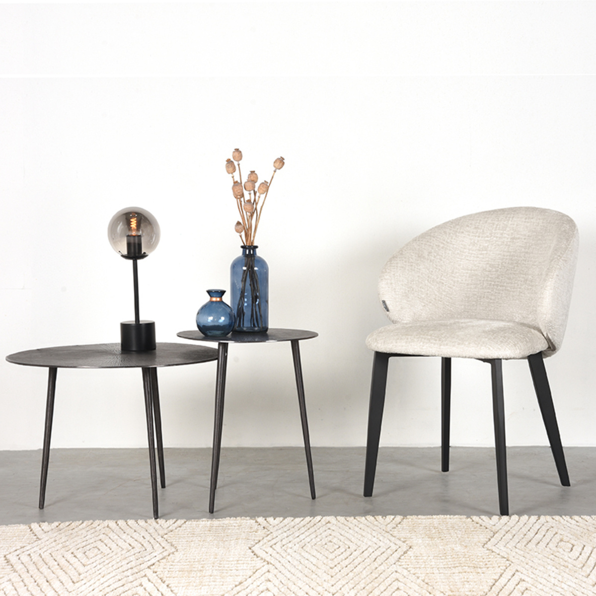 LABEL51 - Eetkamerstoel Logan - Creme - 62x57x84cm - Set van 2