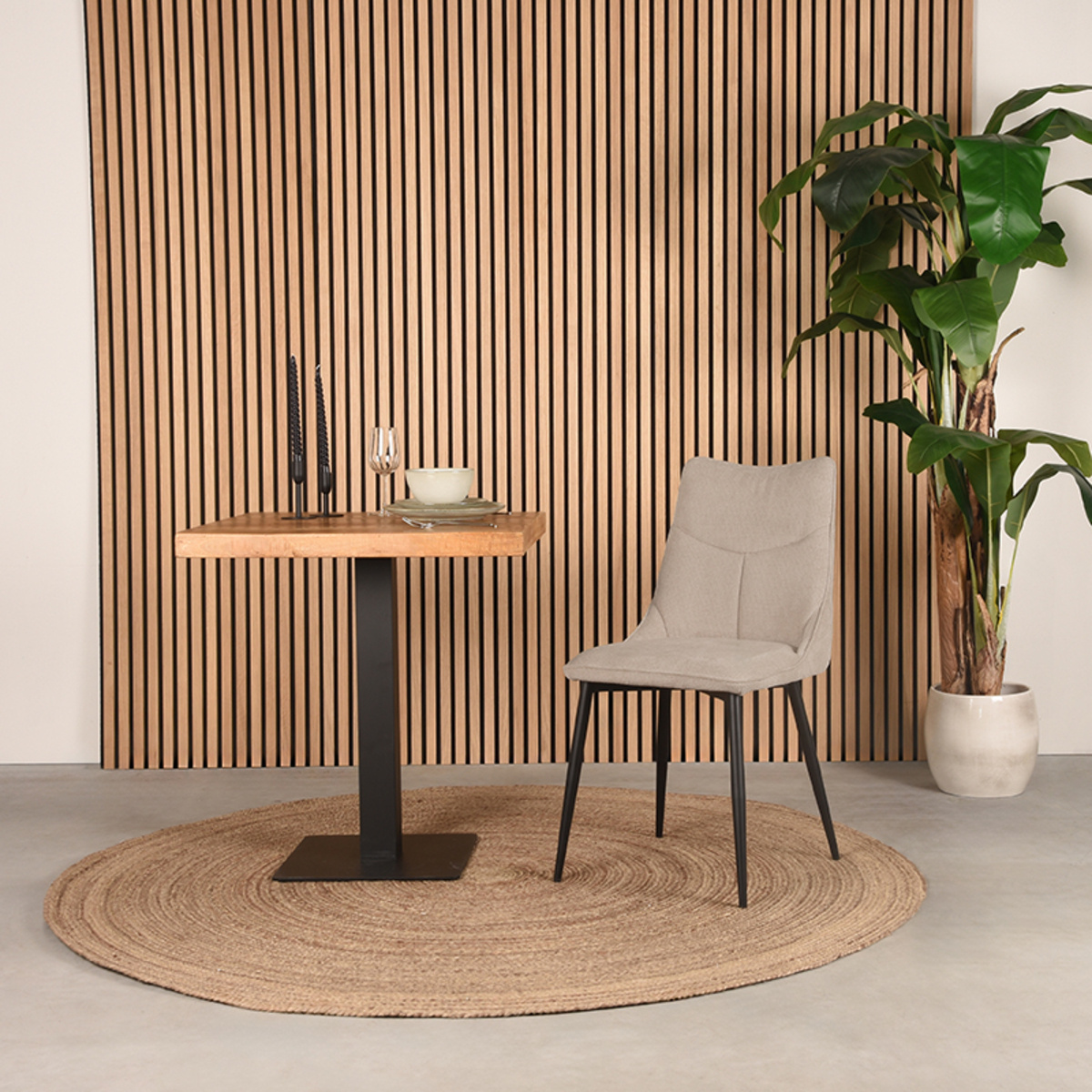 LABEL51 - Eetkamerstoel Riv - Beige - 59x47x88cm - Set van 4