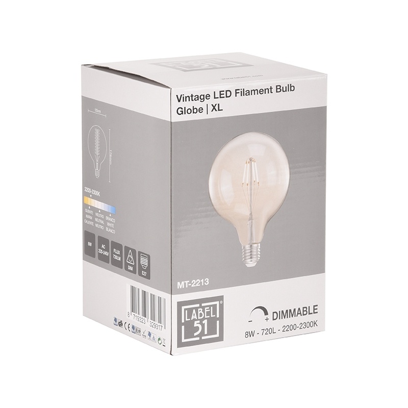 LABEL51 - Lichtbron Kooldraadlamp - Helder glas - 12.5x12,5x17.600cm