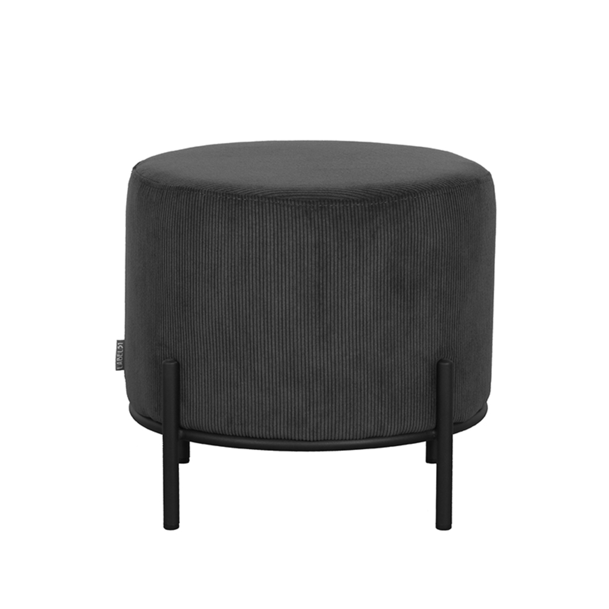 LABEL51 Poef Troy 46x46x41 cm - Antraciet - Ribcord - L