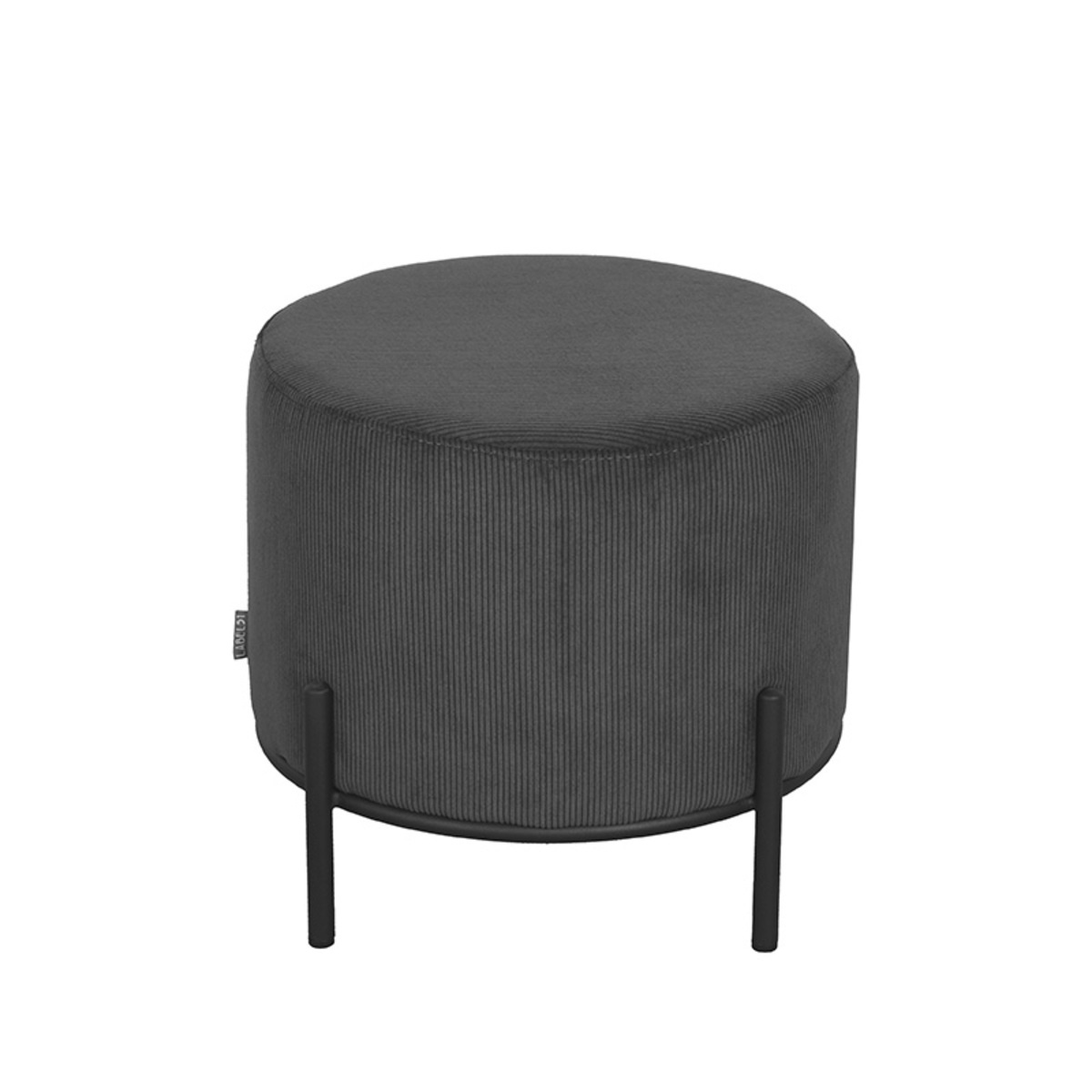 LABEL51 Poef Troy 46x46x41 cm - Antraciet - Ribcord - L