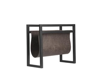 LABEL51 Wanddecoratie Magazinehouder - Antraciet - Leder