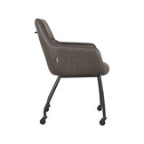 LABEL51 Eetkamerstoel Lenny - Antraciet - Micro Suede - set van 2