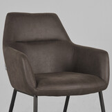 LABEL51 Eetkamerstoel Lenny - Antraciet - Micro Suede - set van 2