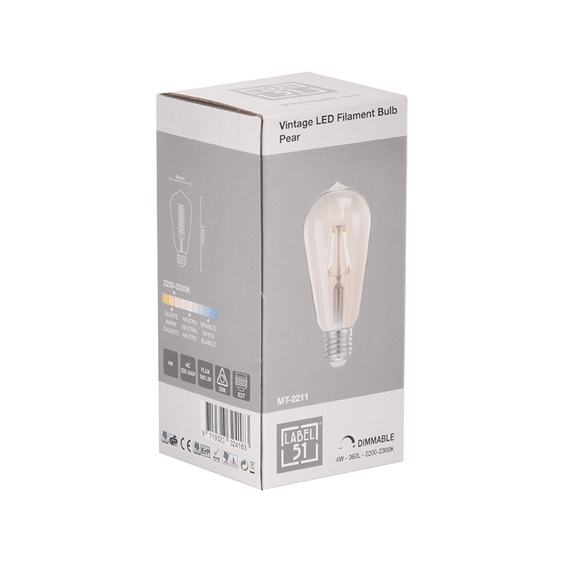 LABEL51 - Lichtbron Kooldraadlamp - Helder glas - 6.4x6,4x14cm