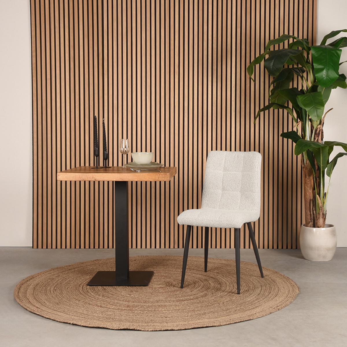 LABEL51 Eetkamerstoel Sam 57x45x86 cm - Naturel - Stof - set van 2