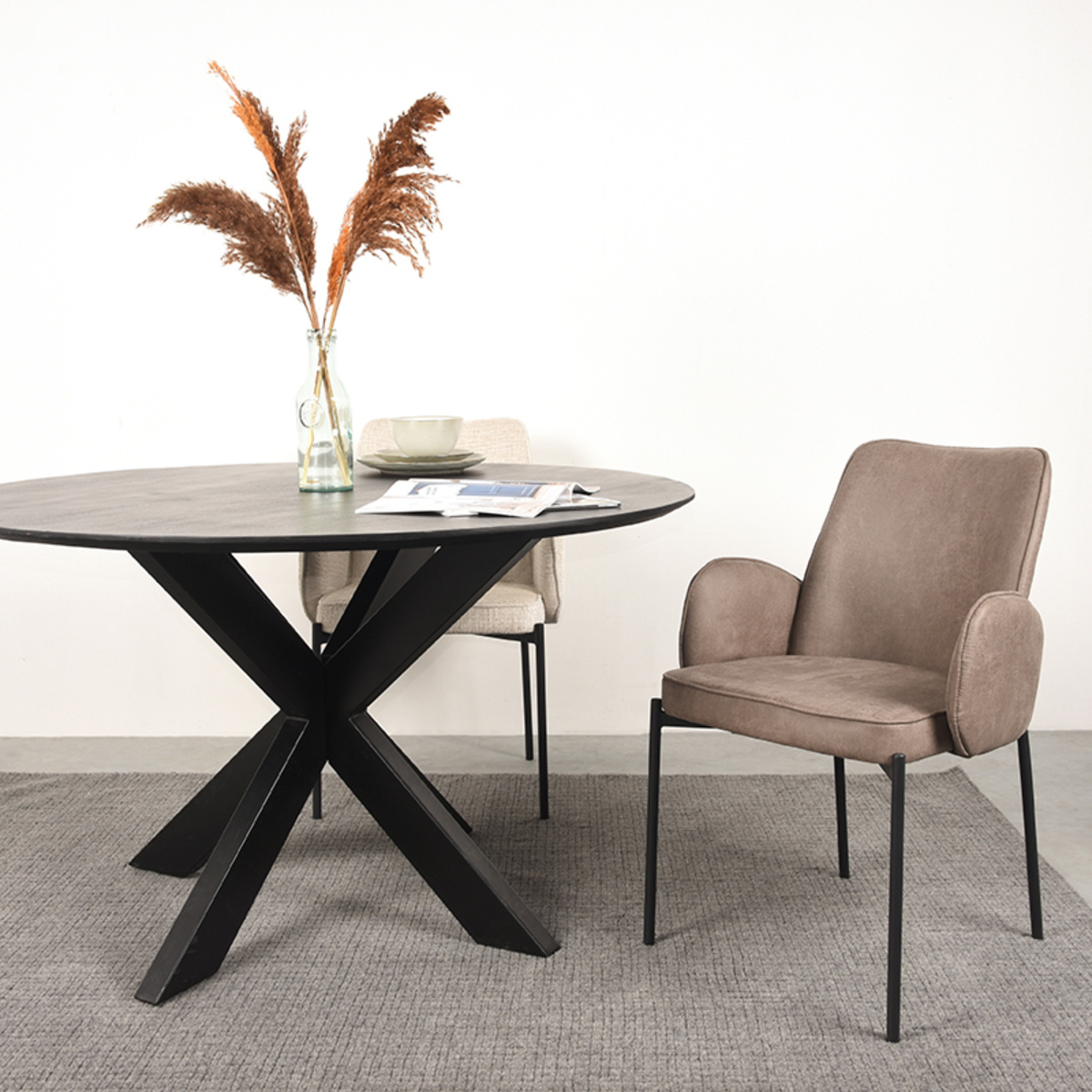 LABEL51 - Eetkamerstoel Joni - Taupe - 60x55x86cm - Set van 2