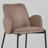 LABEL51 Barkruk Joni - Taupe - Micro Suede - Zithoogte 65 cm - set van 2