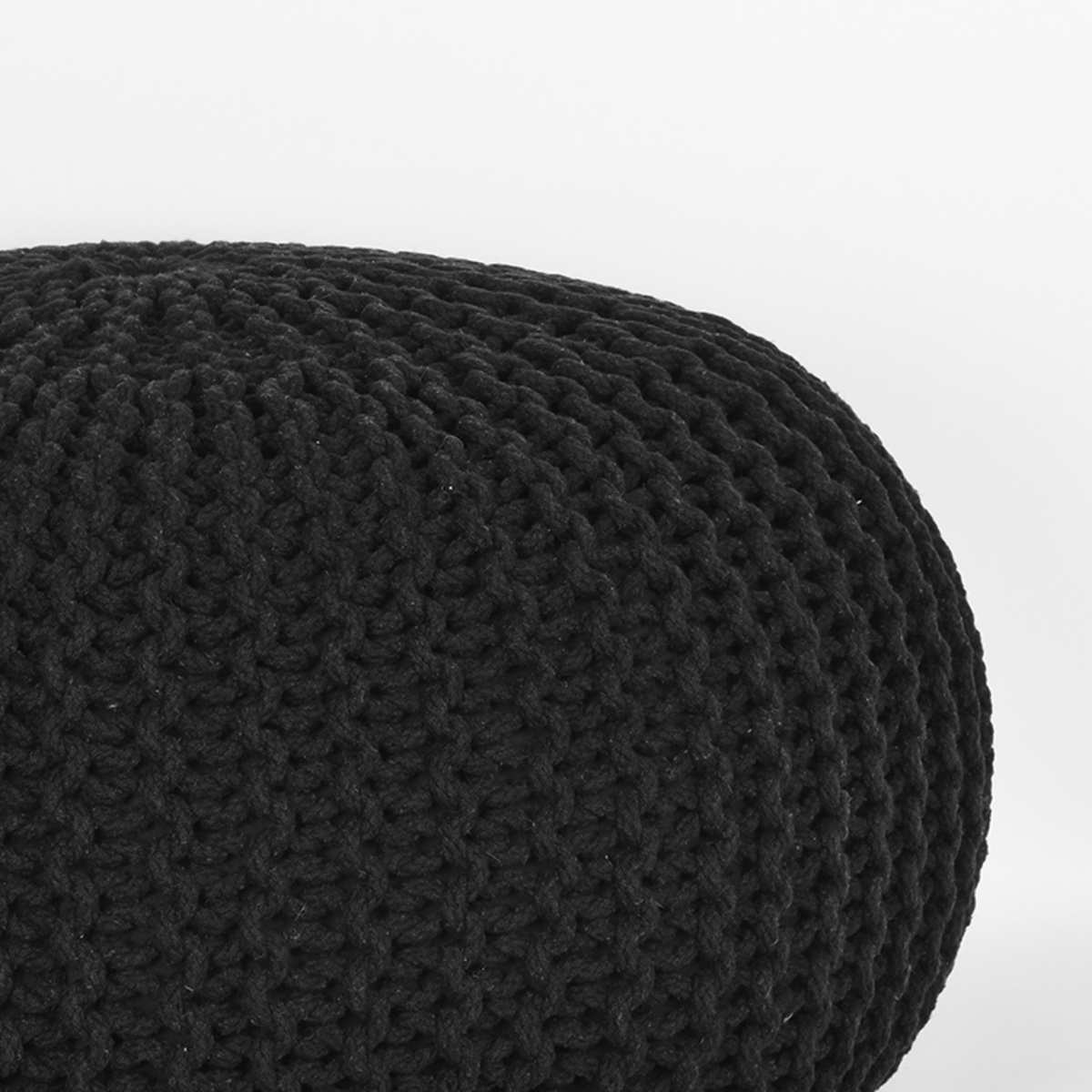 LABEL51 - Poefs Knitted - Zwart - 70x70x35cm
