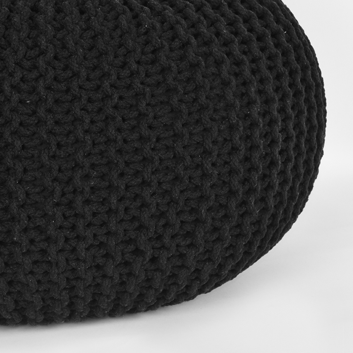 LABEL51 - Poefs Knitted - Zwart - 70x70x35cm