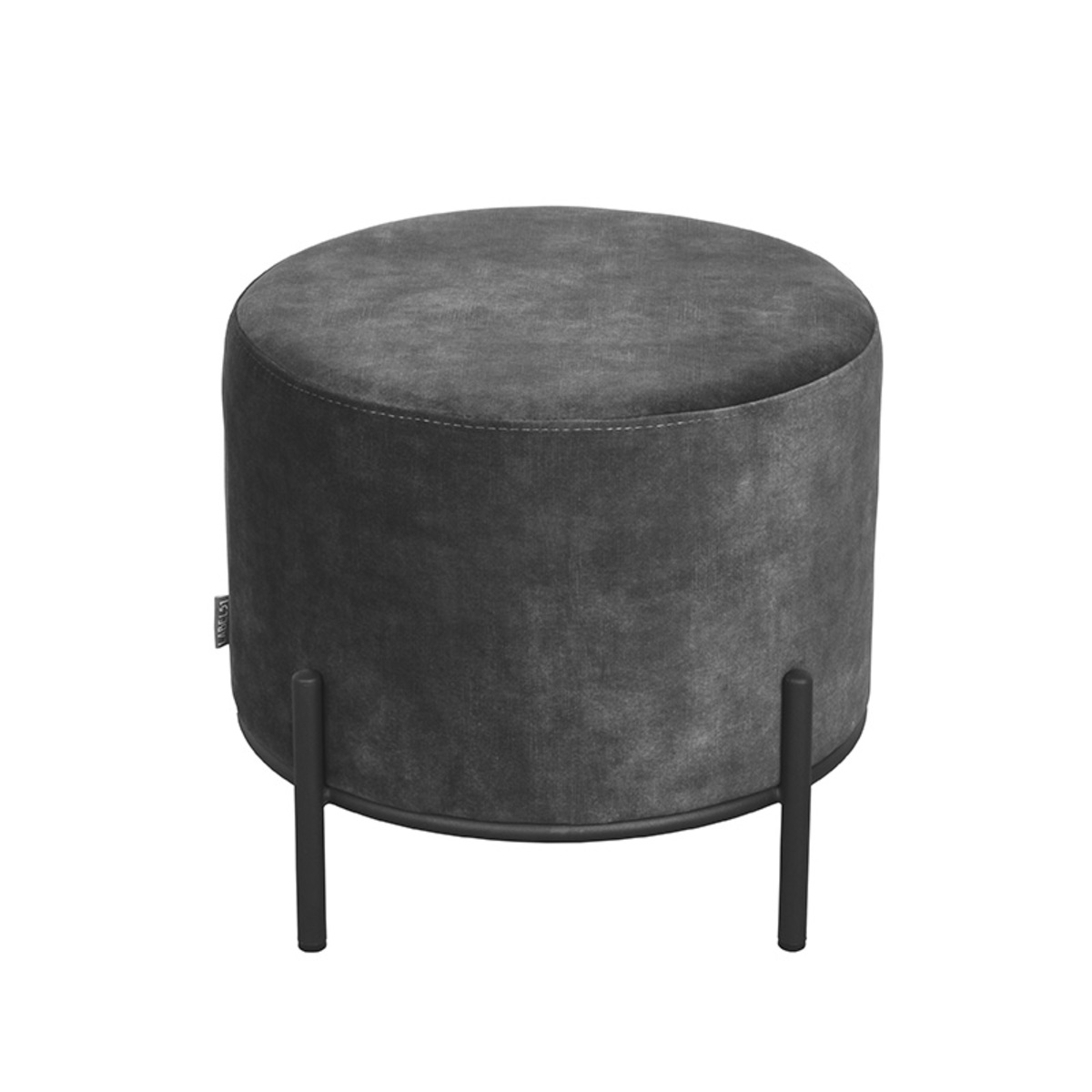 LABEL51 Poef Troy 46x46x41 - Donkergrijs - Velours - L