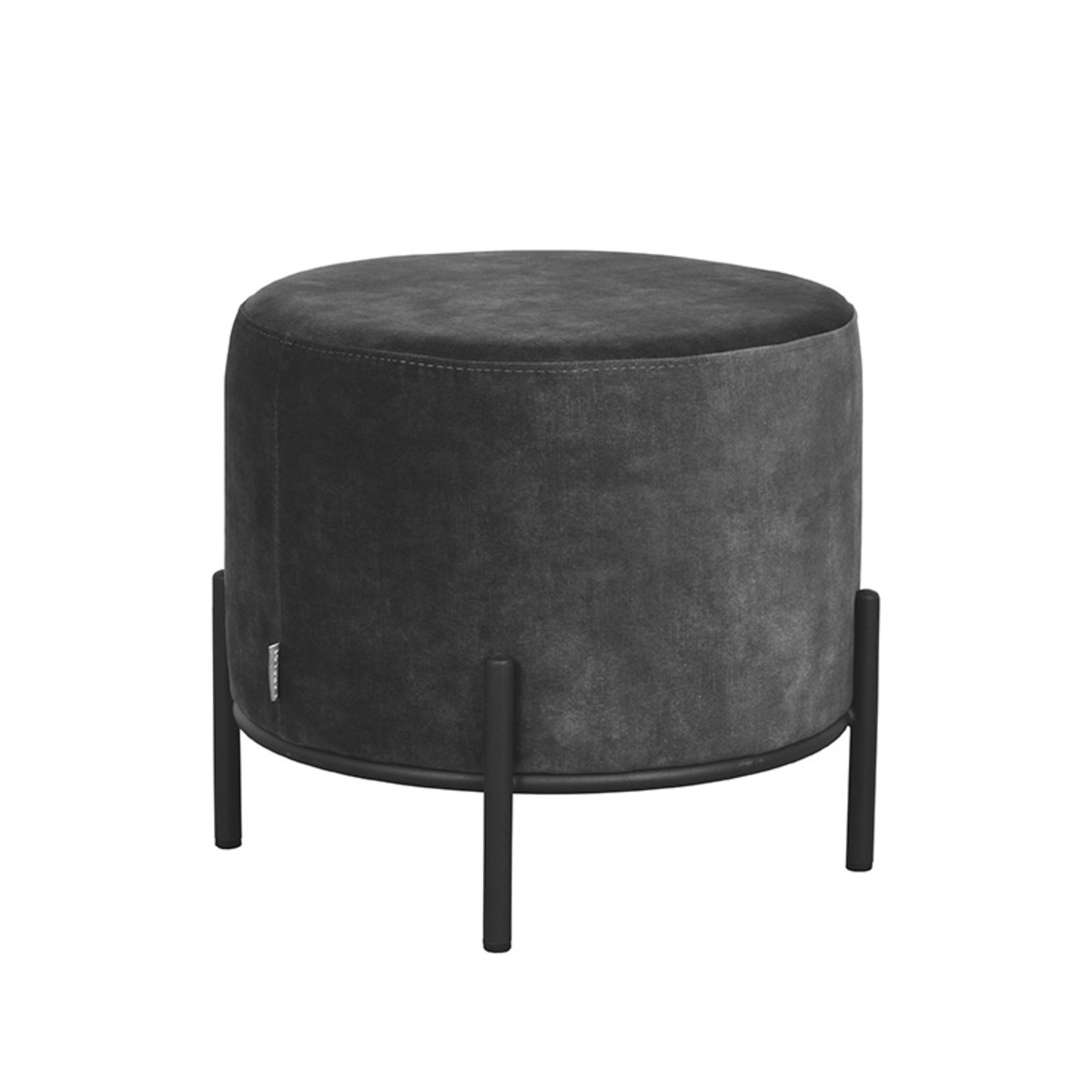 LABEL51 Poef Troy 46x46x41 - Donkergrijs - Velours - L