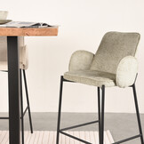 LABEL51 Barkruk Joni - Beige - Fluweel - Zithoogte 78 cm - set van 2