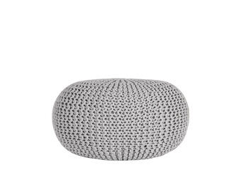 LABEL51 Poef Knitted - Lichtgrijs - Katoen - L