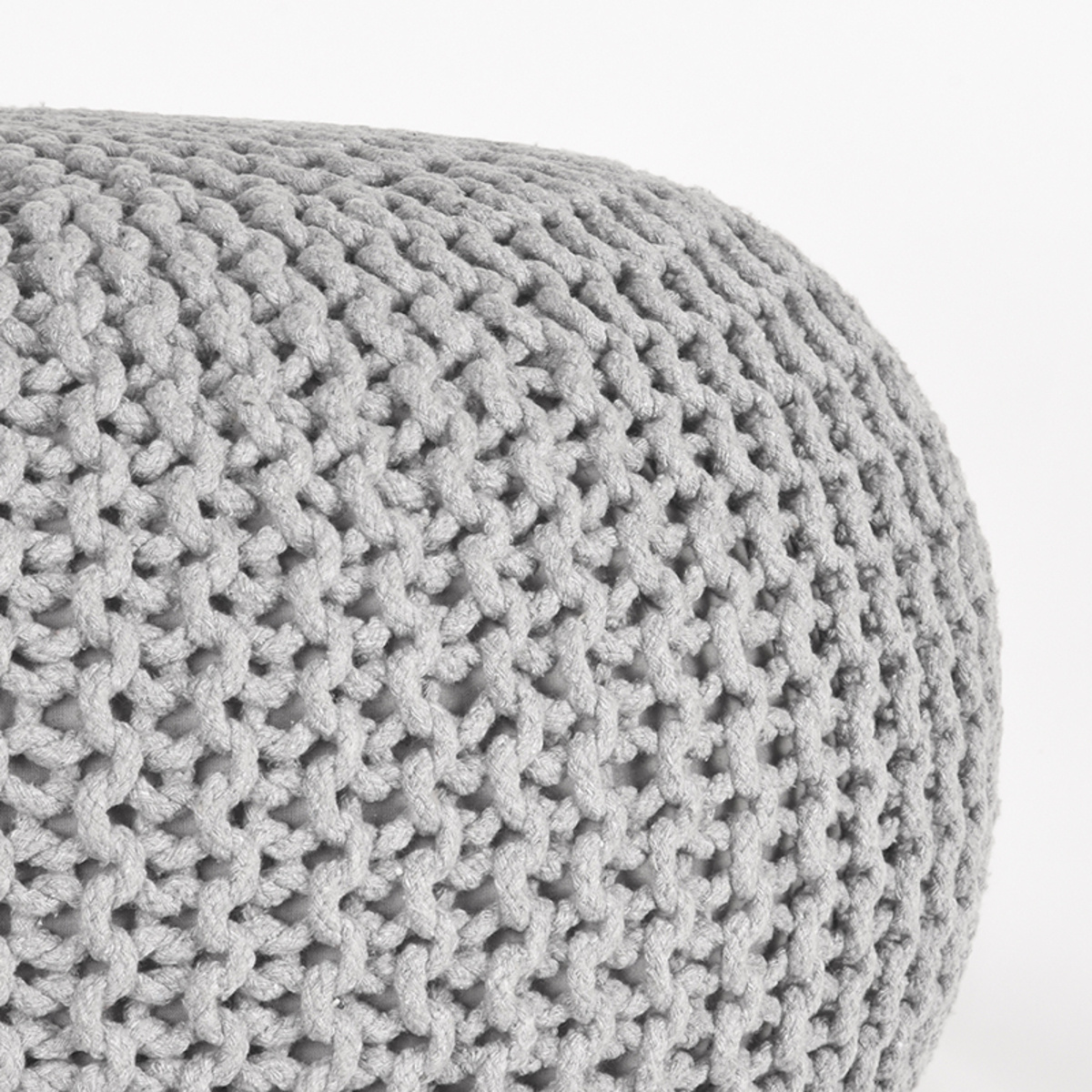 LABEL51 - Poefs Knitted - Lichtgrijs - 70x70x35cm