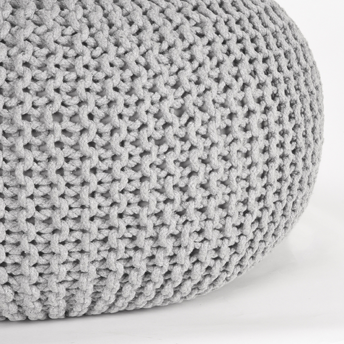 LABEL51 - Poefs Knitted - Lichtgrijs - 70x70x35cm