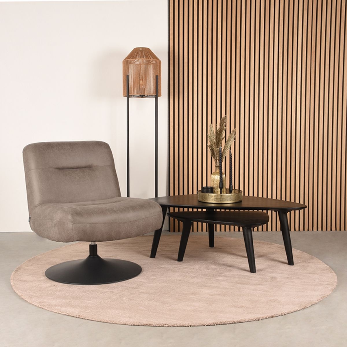 LABEL51 Fauteuil Eli 64x74x77 cm- Taupe - Micro Suede