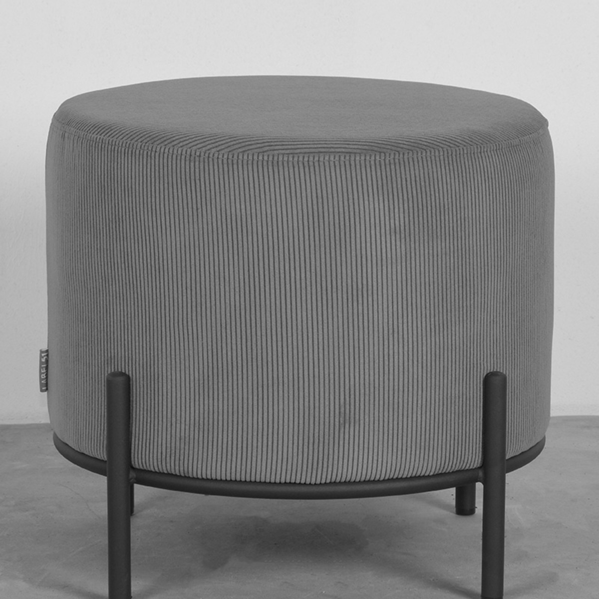 LABEL51 Poef Troy 46x46x41 cm - Grijs - Ribcord - L