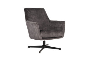 LABEL51 Fauteuil Toby - Antraciet - Velours