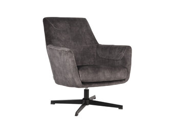 LABEL51 Fauteuil Toby - Antraciet - Velours
