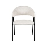 LABEL51 Eetkamerstoel Lowen - 58x60x84 cm - Ecru - Boucle - set van 2