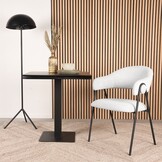 LABEL51 Eetkamerstoel Lowen - 58x60x84 cm - Ecru - Boucle - set van 2