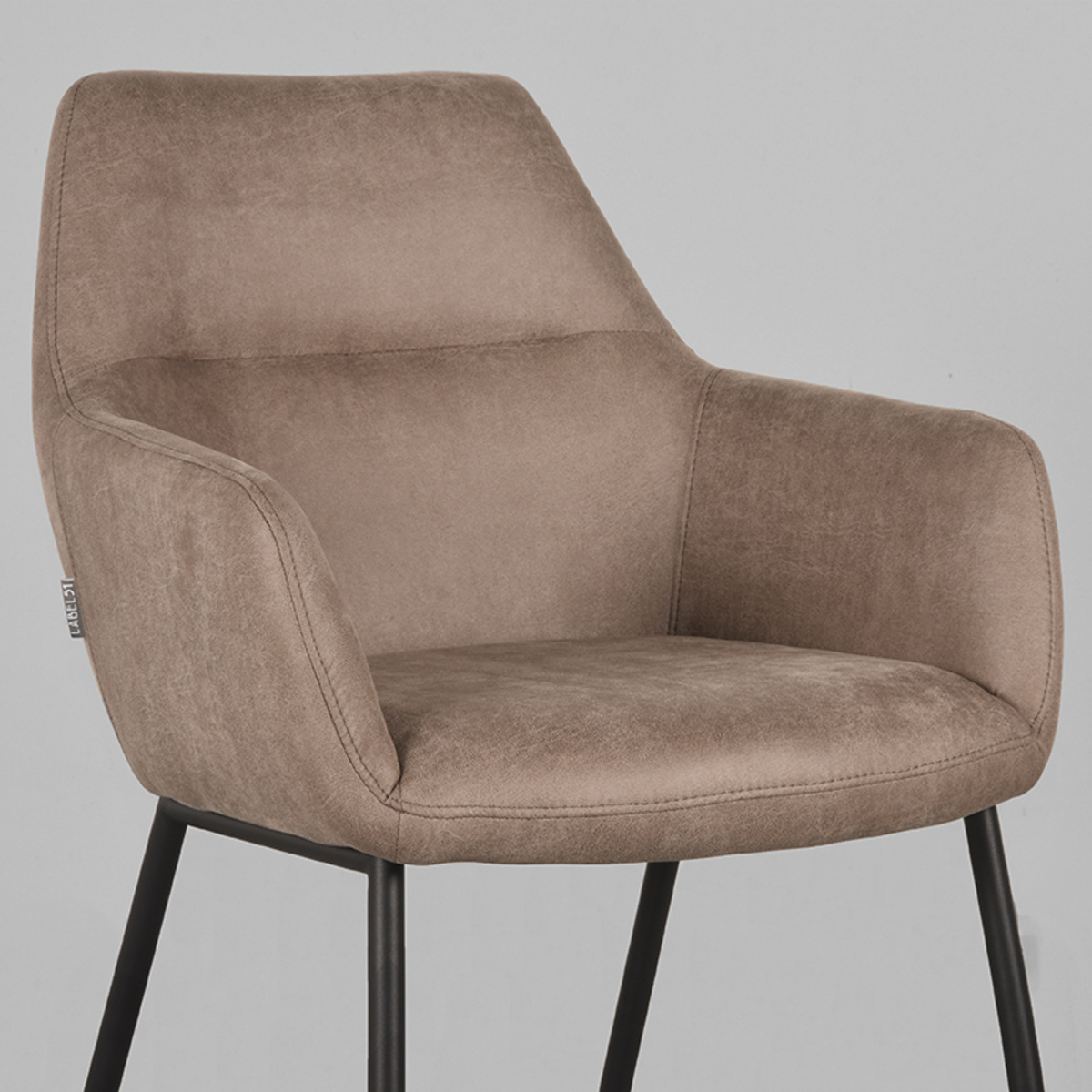 LABEL51 - Eetkamerstoel Lenny - Taupe - 64x56x84cm - Set van 2