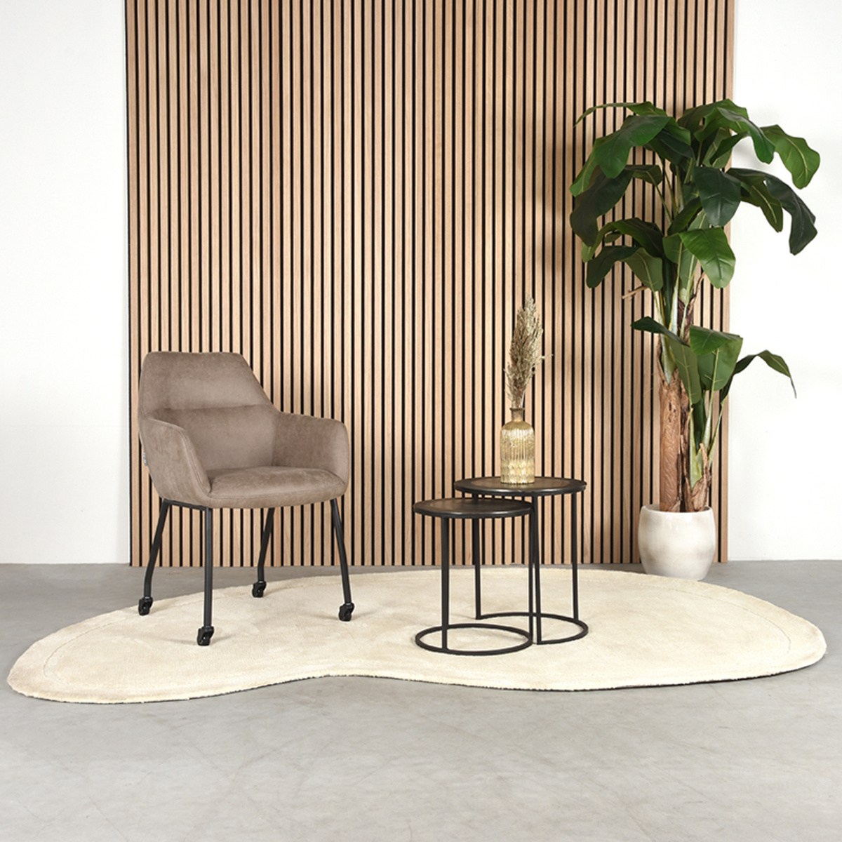LABEL51 - Eetkamerstoel Lenny - Taupe - 64x56x84cm - Set van 2