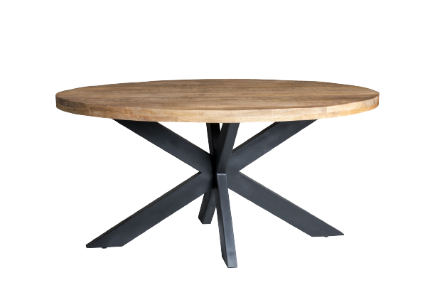 Brix - Eetkamertafel Sturdy Oval 160 cm - Mangohout / Gecoat Staal