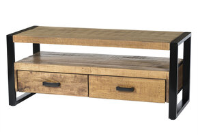 Livingfurn - TV Meubel Nairobi 120cm - Mangohout / Gecoat Staal