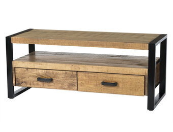 Livingfurn - TV Meubel Nairobi 120cm - Mangohout / Gecoat Staal