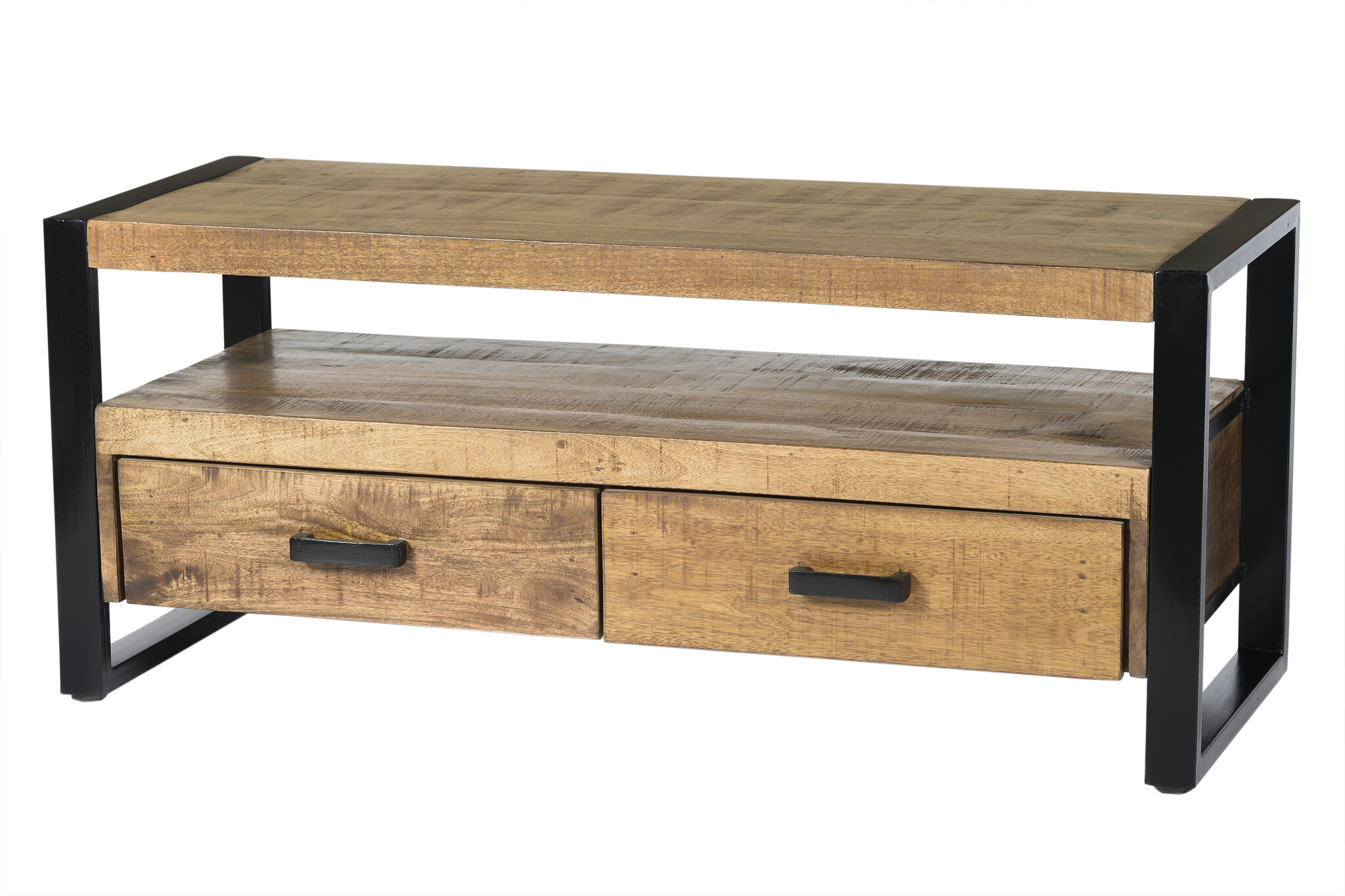 Livingfurn - TV Meubel Nairobi 120cm - Mangohout / Gecoat Staal