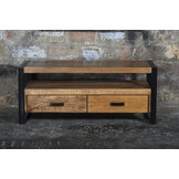 Livingfurn - TV Meubel Nairobi 120cm - Mangohout / Gecoat Staal