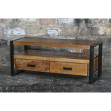 Livingfurn - TV Meubel Nairobi 120cm - Mangohout / Gecoat Staal