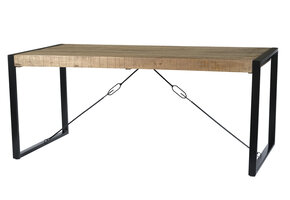 Livingfurn - Eetkamertafel Nairobi - U-Poten - Mango Hout Gecoat Staal - 220x100 cm